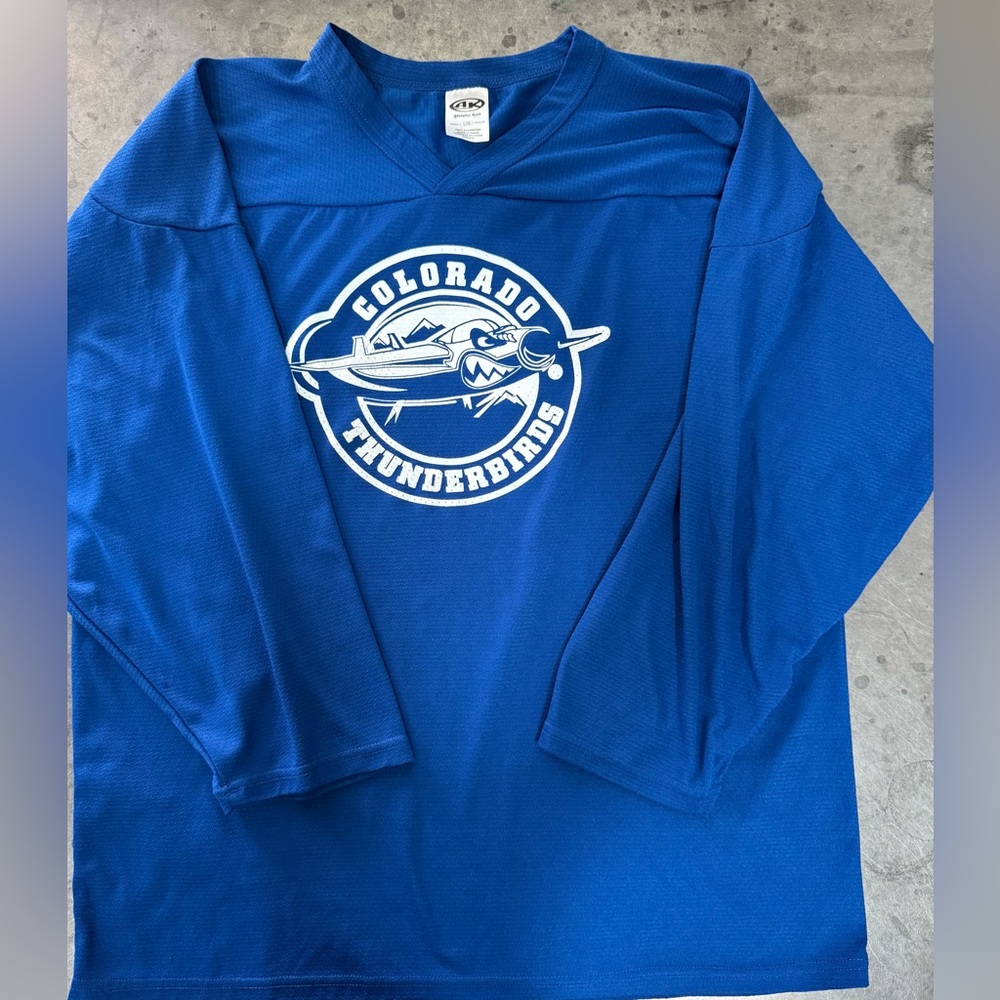 Colorado Thunderbirds hockey jersey Blue size Large
